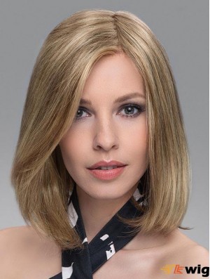 Blonde Soft Straight Shoulder Length Synthetic Bob Wigs