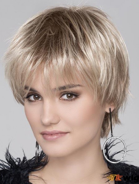 Blonde Cheapest Wavy Cropped Synthetic Bob Wigs