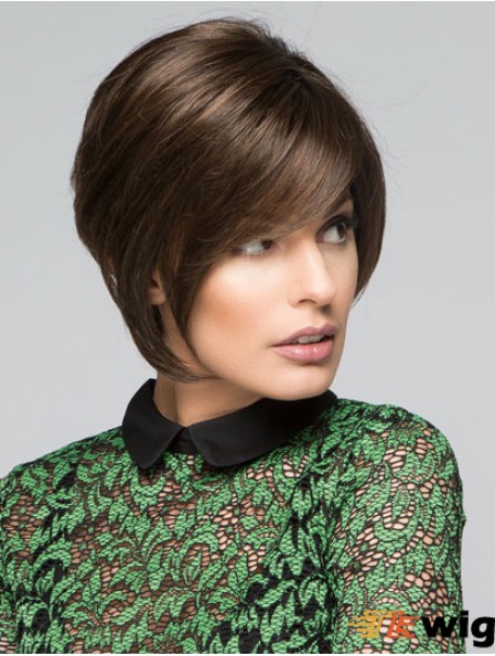 Brown Chin Length Straight With Bangs 10 inch Discount Medium Wigs