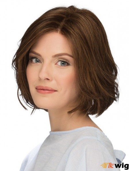 10 inch Chin Length Natural Brown Wavy Bob Wigs