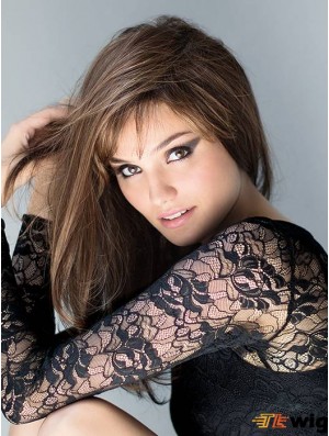 16 inch Straight Layered Monofilament Brown Exquisite Long Wigs