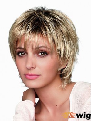 8 inch Short Designed Blonde Straight Bob Wigs