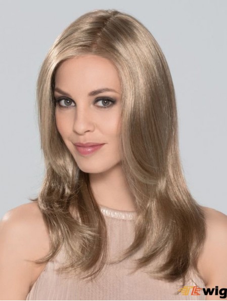 Without Bangs Monofilament 16 inch Straight Blonde Long Wigs
