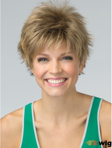Short Pixie Cut Synthetic Wig Blonde Color Cropped Length Boycuts