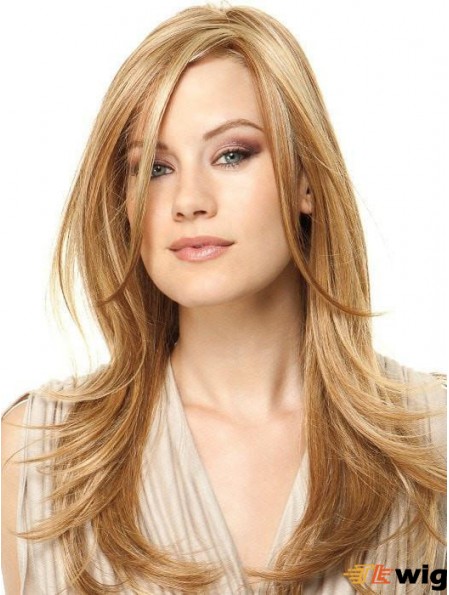 Monofilament Blonde 18 inch Long Layered Synthetic Wigs