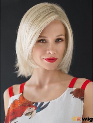 Monofilament White 12 inch Chin Length Layered Heat Resistant Wig