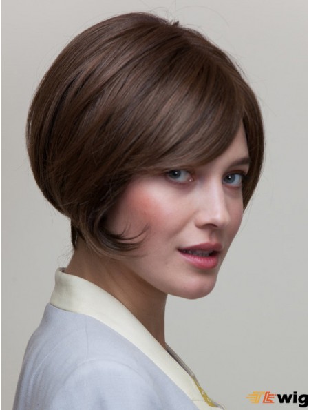 8 inch Short Brown Straight Natural Bob Wigs