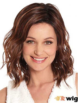 Auburn 14 inch Without Bangs Shoulder Length Top Monofilament Wigs