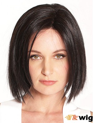 10 inch Chin Length Black Straight Soft Bob Wigs