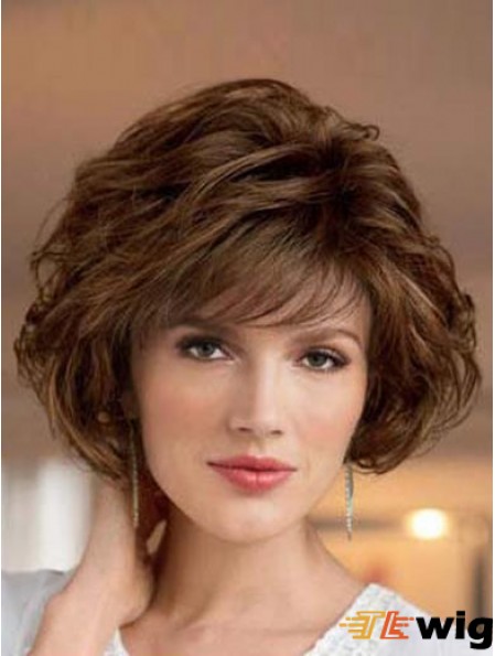 Short Brown Wavy Bobs Synthetic Wigs