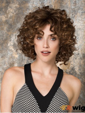 Curly With Bangs Chin Length Auburn Sassy Lace Front Wigs
