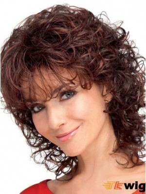 Curly Synthetic Hair  Auburn Shoulder Length Wigs