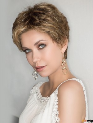100% Hand-tied 4 inch Curly Blonde Boycuts Synthetic Wigs Women