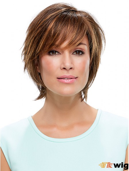 Layered Synthetic Brown 10 inch Straight Synthetic Lace Front