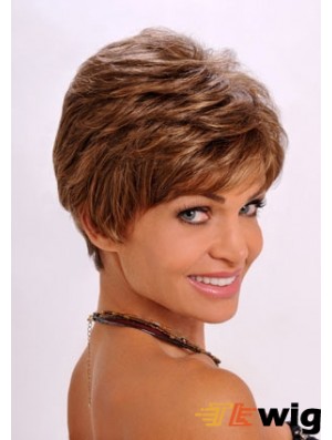 Synthetic Hair Wavy Style Auburn Color Cropped Length