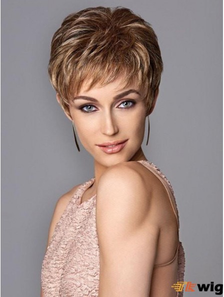 Boycuts Brown Wavy 4 inch Capless Wigs