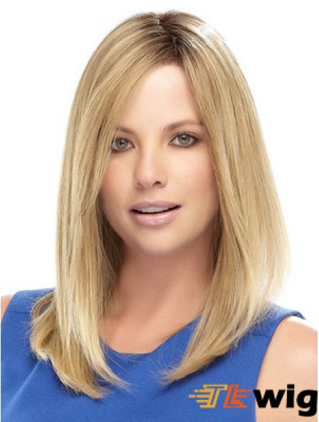 Straight Medium Length Synthetic Wig With Lace Front Shoulder Length