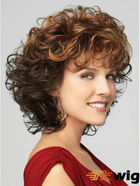 Classic Ladies Wig With Bangs Lace Front Curly Style Chin Length