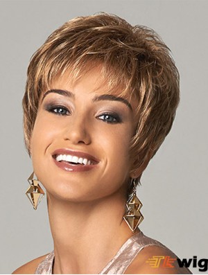 Sleek Short Synthetic Wigs UK Cropped Length Blonde Color Boycuts