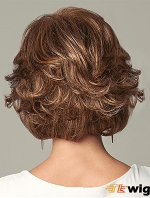 Flexibility Auburn Chin Length Layered Wavy Glueless Lace Front Wigs