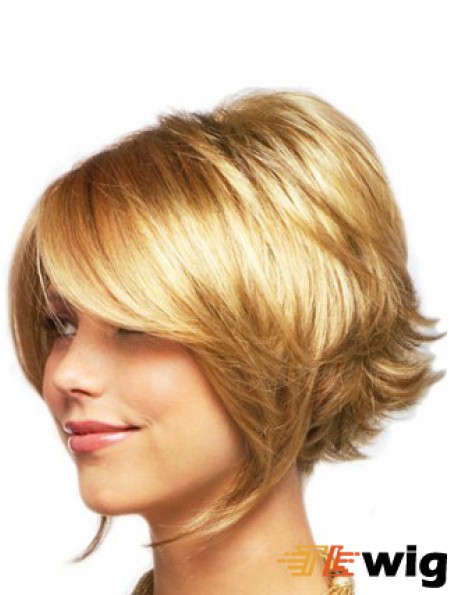 Sleek Blonde Chin Length Wavy Layered Lace Front Wigs