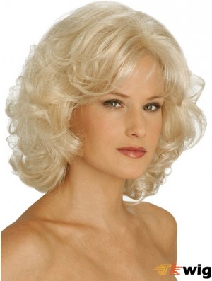 Wigs UK Synthetic Chin Length Blonde Color Curly Style