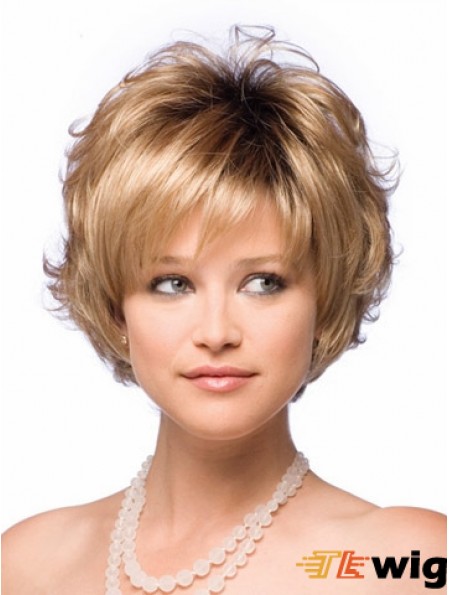 Synthetic Hair UK With Capless Short Length Blonde Color
