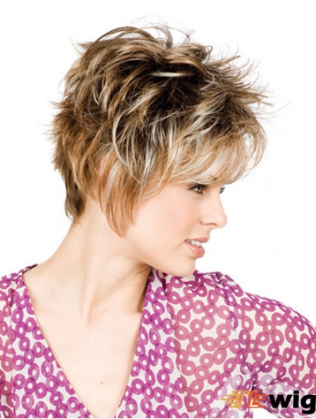 New 8 inch Straight Blonde With Bangs Short Wigs