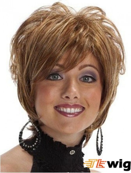 Short Layered Wavy Brown High Quality Synthetic Wigs