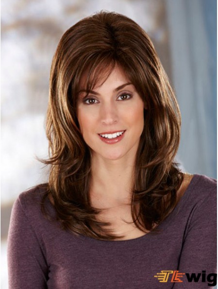 UK Seller Hair Synthetic Long Length Brown Color Layered Cut