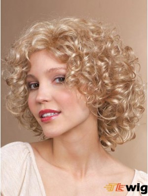 Chin Length Classic Curly Blonde Stylish Synthetic Wigs