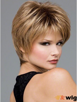 Short Wavy Boycuts Blonde Synthetic Wavy Lace Front Wigs