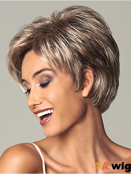 Best 7 inch Straight Brown Layered Short Wigs