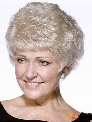 Perfect Short Wavy 100% Hand-tied Grey Wigs
