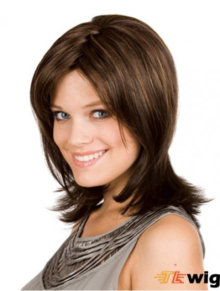 Brown Shoulder Length Wavy Layered 12 inch Fashion Medium Wigs