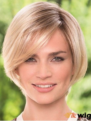 Chin Length Blonde Durable 8 inch Straight Bob Wigs
