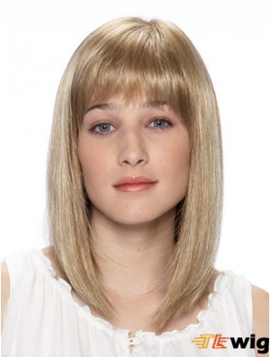 14 inch Blonde Straight Bobs Shoulder Synthetic Lace Front Wig