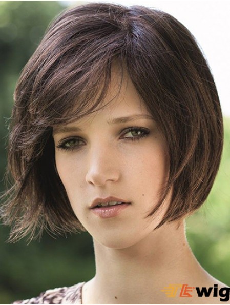 Chin Length Brown Soft 8 inch Straight Bob Wigs