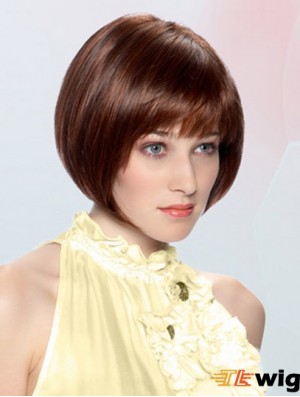 Straight Chin Length Auburn 10 inch Lace Front Durable Bob Wigs