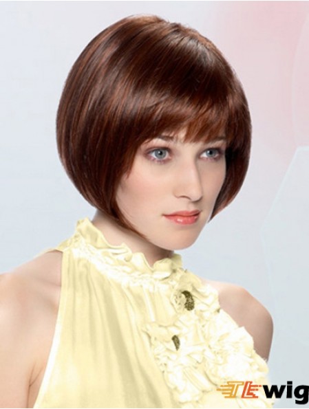 Straight Chin Length Auburn 10 inch Lace Front Durable Bob Wigs