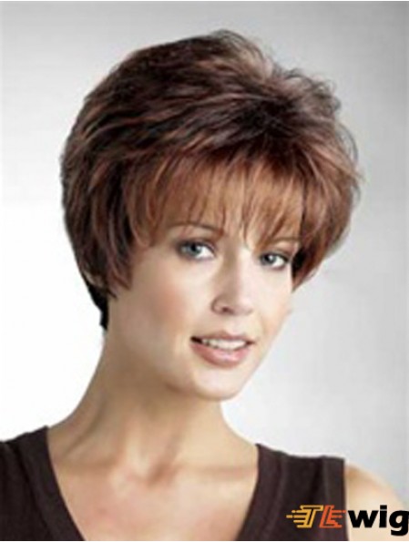 Good 8 inch Straight Auburn Layered Short Wigs