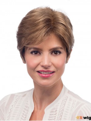 Fabulous 8 inch Straight Blonde With Bangs Short Wigs