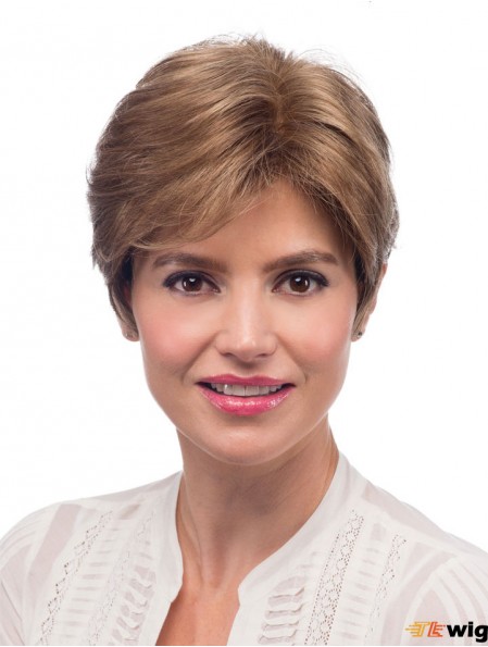 Fabulous 8 inch Straight Blonde With Bangs Short Wigs