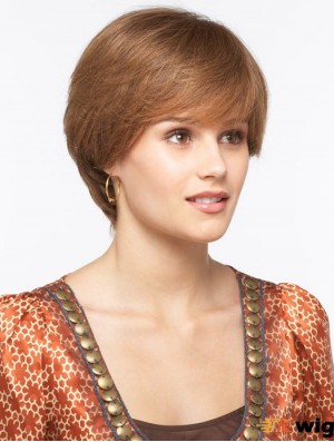 Straight With Bangs 8 inch Brown Durable Synthetic Wigs