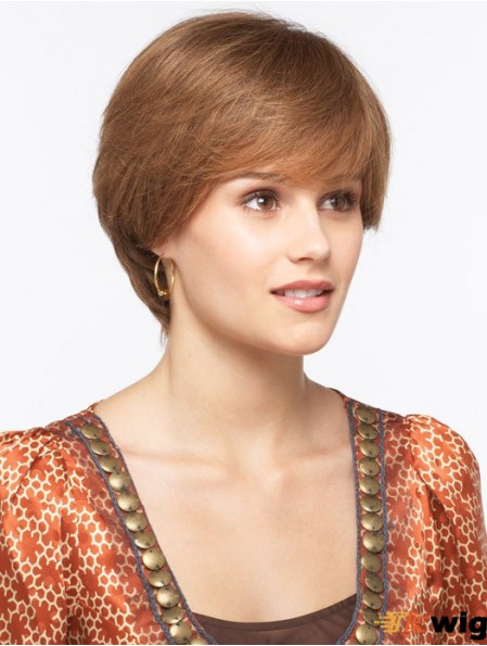 Straight With Bangs 8 inch Brown Durable Synthetic Wigs