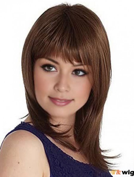 Shoulder Length With Bangs Straight Auburn Incredible Synthetic Wigs