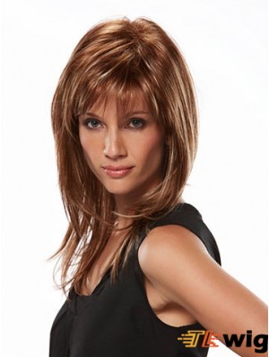 Online Brown Straight Layered Long Wigs