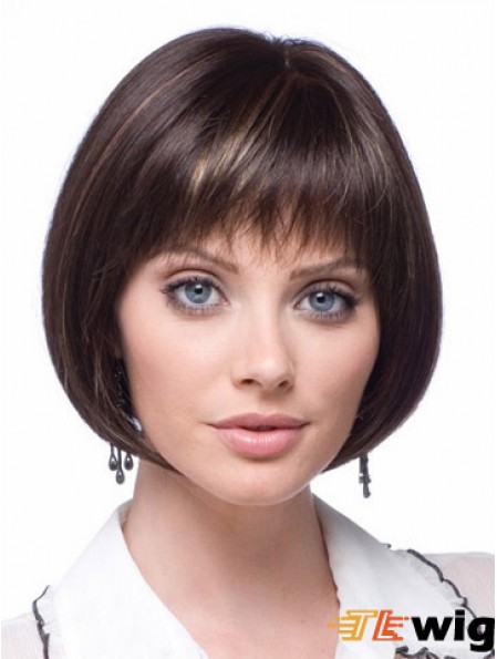 Lace Front Short Straight Brown Flexibility Bob Wigs