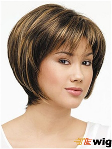 Lace Front Chin Length Straight Brown Designed Bob Wigs