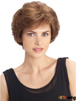 Auburn Chin Length 10 inch Wavy With Bangs Hand Tied Wigs